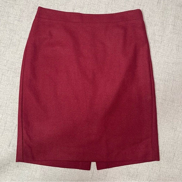 J. Crew Wool Straight Pencil Skirt Red Maroon 8 Medium - Picture 2 of 8